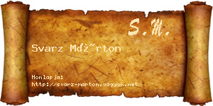 Svarz Márton névjegykártya